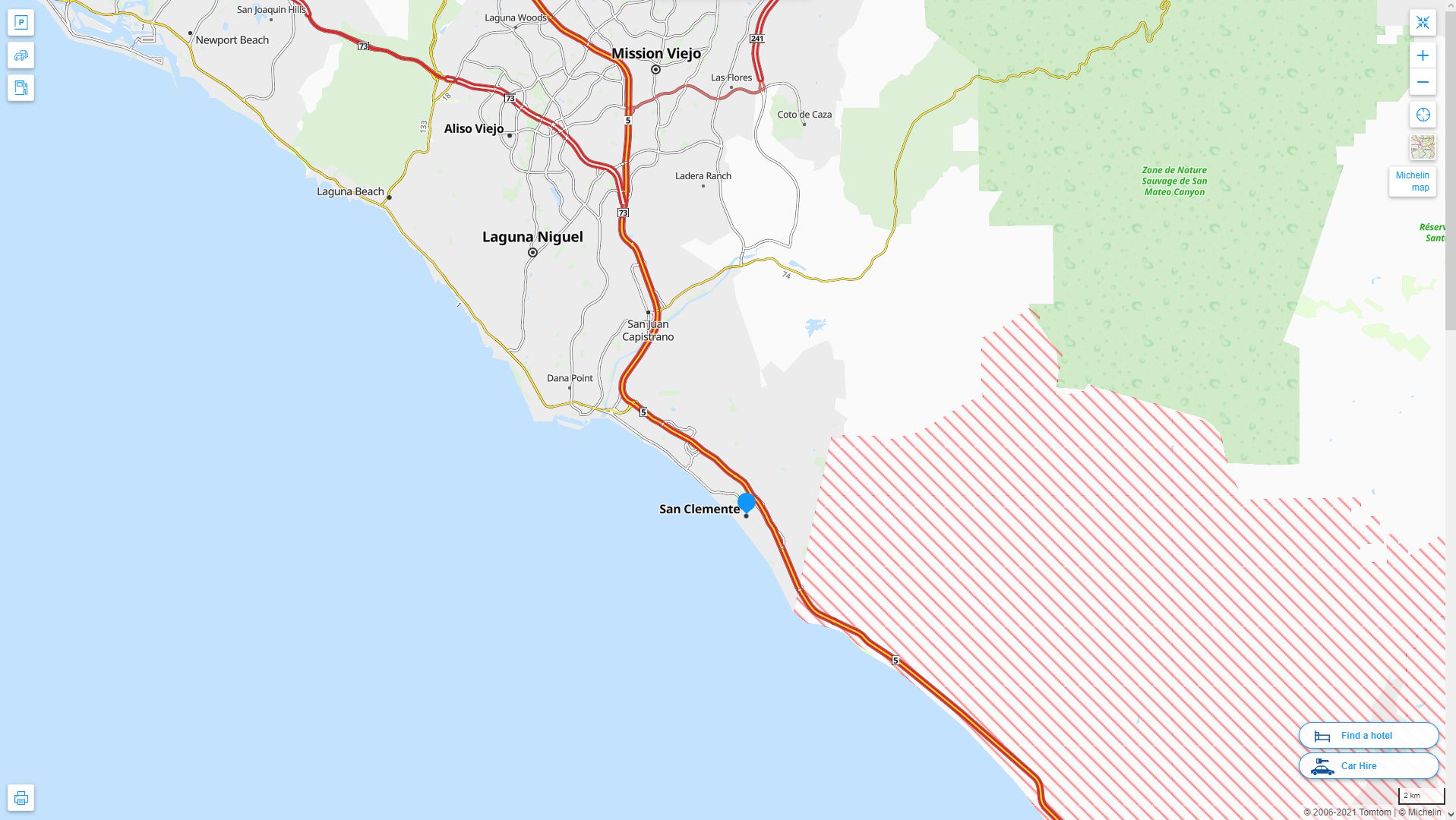 San Clemente California Highway and Road Map
